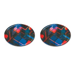 Minimalist Abstract Shaping Abstract Digital Art Cufflinks (oval) by uniart180623