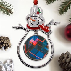 Minimalist Abstract Shaping Abstract Digital Art Metal Snowman Ornament