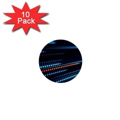 Orange Blue Dot Dots Lines Abstract Digital Art 1  Mini Buttons (10 Pack)  by uniart180623