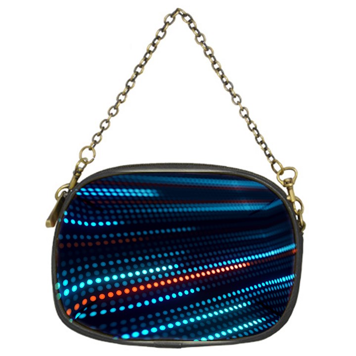 Orange Blue Dot Dots Lines Abstract Digital Art Chain Purse (One Side)