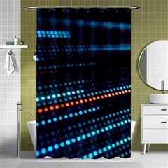 Orange Blue Dot Dots Lines Abstract Digital Art Shower Curtain 48  X 72  (small)  by uniart180623