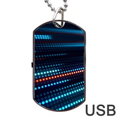 Orange Blue Dot Dots Lines Abstract Digital Art Dog Tag Usb Flash (one Side) by uniart180623