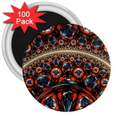 Fractal Floral Ornaments Rings 3d Sphere Floral Pattern Neon Art 3  Magnets (100 Pack) by uniart180623