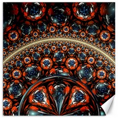 Fractal Floral Ornaments Rings 3d Sphere Floral Pattern Neon Art Canvas 12  X 12  by uniart180623