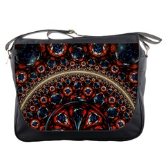 Fractal Floral Ornaments Rings 3d Sphere Floral Pattern Neon Art Messenger Bag by uniart180623