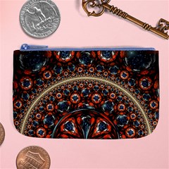 Fractal Floral Ornaments Rings 3d Sphere Floral Pattern Neon Art Large Coin Purse by uniart180623