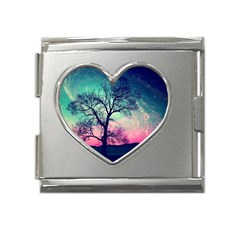 Tree Abstract Field Galaxy Night Nature Mega Link Heart Italian Charm (18mm) by uniart180623