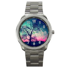 Tree Abstract Field Galaxy Night Nature Sport Metal Watch by uniart180623