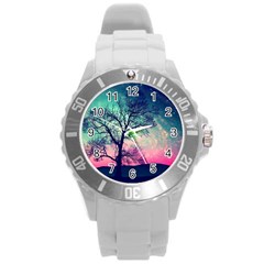 Tree Abstract Field Galaxy Night Nature Round Plastic Sport Watch (l) by uniart180623