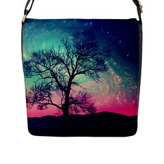 Tree Abstract Field Galaxy Night Nature Flap Closure Messenger Bag (l)