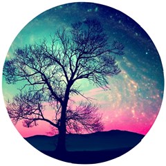 Tree Abstract Field Galaxy Night Nature Wooden Puzzle Round by uniart180623