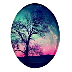 Tree Abstract Field Galaxy Night Nature Oval Glass Fridge Magnet (4 Pack)