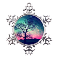 Tree Abstract Field Galaxy Night Nature Metal Large Snowflake Ornament