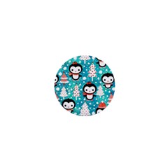 Blue Penguin Pattern Christmas 1  Mini Buttons by uniart180623