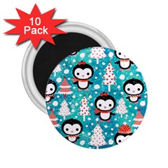 Blue Penguin Pattern Christmas 2 25  Magnets (10 Pack)  by uniart180623