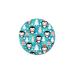 Blue Penguin Pattern Christmas Golf Ball Marker by uniart180623