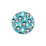 Blue Penguin Pattern Christmas Golf Ball Marker (10 pack) Front