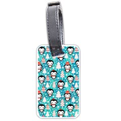 Blue Penguin Pattern Christmas Luggage Tag (one Side)