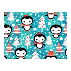 Blue Penguin Pattern Christmas Two Sides Premium Plush Fleece Blanket (mini) by uniart180623