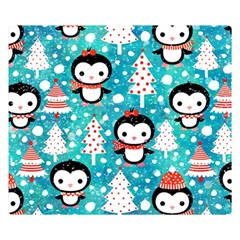 Blue Penguin Pattern Christmas Two Sides Premium Plush Fleece Blanket (small) by uniart180623