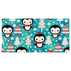 Blue Penguin Pattern Christmas Banner And Sign 4  X 2 