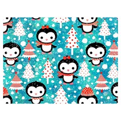 Blue Penguin Pattern Christmas Premium Plush Fleece Blanket (extra Small) by uniart180623