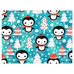 Blue Penguin Pattern Christmas Two Sides Premium Plush Fleece Blanket (Extra Small) 40 x30  Blanket Front