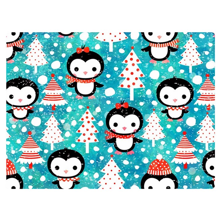 Blue Penguin Pattern Christmas Two Sides Premium Plush Fleece Blanket (Extra Small)