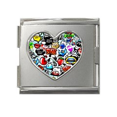 Graffiti Art Cartoon Comic Mega Link Heart Italian Charm (18mm) by uniart180623