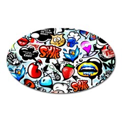 Graffiti Art Cartoon Comic Oval Magnet by uniart180623