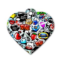 Graffiti Art Cartoon Comic Dog Tag Heart (one Side)