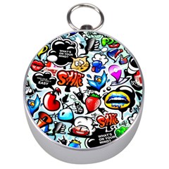 Graffiti Art Cartoon Comic Silver Compasses