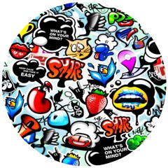 Graffiti Art Cartoon Comic Wooden Puzzle Round by uniart180623