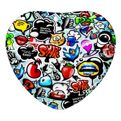 Graffiti Art Cartoon Comic Heart Glass Fridge Magnet (4 Pack)