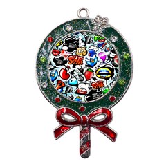 Graffiti Art Cartoon Comic Metal X mas Lollipop With Crystal Ornament by uniart180623