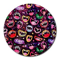 Funny Monster Mouths Round Mousepad by uniart180623