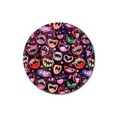 Funny Monster Mouths Magnet 3  (round) by uniart180623