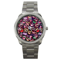 Funny Monster Mouths Sport Metal Watch by uniart180623