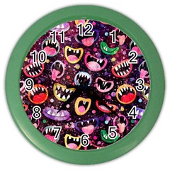 Funny Monster Mouths Color Wall Clock by uniart180623