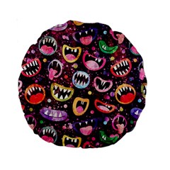 Funny Monster Mouths Standard 15  Premium Round Cushions by uniart180623