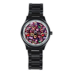 Funny Monster Mouths Stainless Steel Round Watch