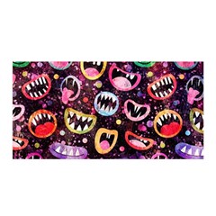 Funny Monster Mouths Satin Wrap 35  X 70  by uniart180623