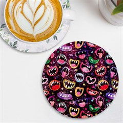 Funny Monster Mouths Uv Print Round Tile Coaster by uniart180623