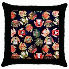 Ugly Christmas Throw Pillow Case (black) by uniart180623