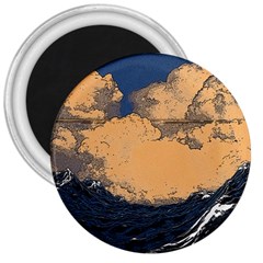 Waves Aesthetic Ocean Retro Sea Vintage 3  Magnets by uniart180623