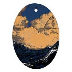 Waves Aesthetic Ocean Retro Sea Vintage Ornament (oval)