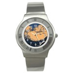 Waves Aesthetic Ocean Retro Sea Vintage Stainless Steel Watch Front