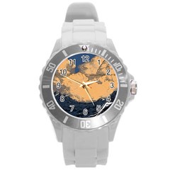 Waves Aesthetic Ocean Retro Sea Vintage Round Plastic Sport Watch (l)