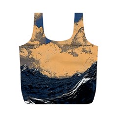 Waves Aesthetic Ocean Retro Sea Vintage Full Print Recycle Bag (m)