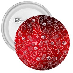 Christmas Pattern Red 3  Buttons